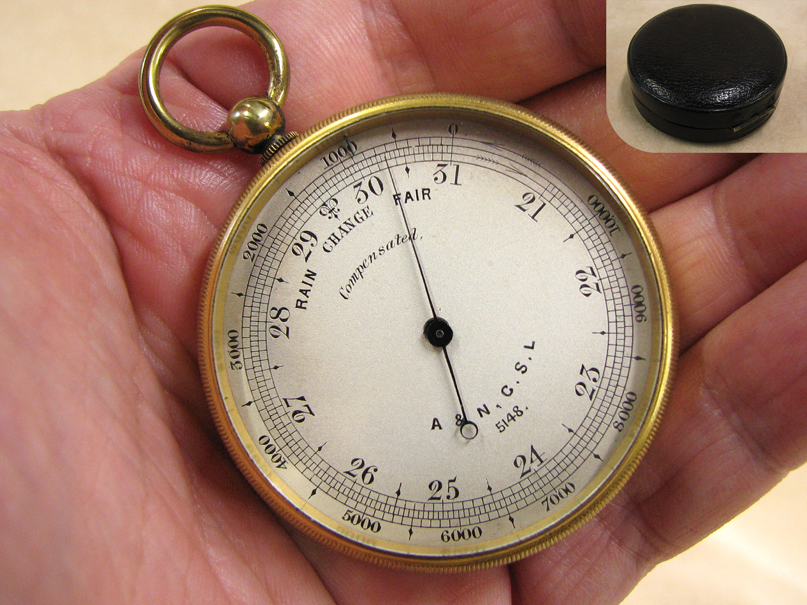 Late Victorian pocket barometer & altimeter retailed by Army & Navy Co-operative Society